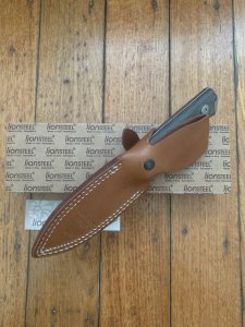 LionSTEEL Italy. Model B41-2 CVG Green Canvas Micarta Handle with Leather Sheath