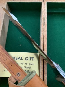 Puma Knife: Puma Pre-64 Rare White Hunter with Stag in Original Sheath & Wooden Box