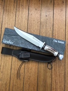 Linder Original 13" German Bowie knife with Stag Handle 7.75" Blade.
