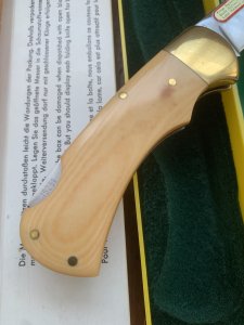 Puma Knife: Puma Original 1982 4 Star Folding Lock Blade Knife with Ivory Micarta Handle in Original Box #16281