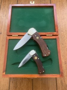 Puma Set of 2 - 1987-90 4 Star Rosewood Folding Knife Set in Puma Display Box