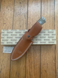 LionSTEEL Italy. Model M5 CVG-2 Green Canvas Micarta Handle with Leather Sheath