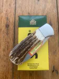 Puma Knife: Puma SGB Mini 4 Star Folding Lock Knife with Stag Antler Handle