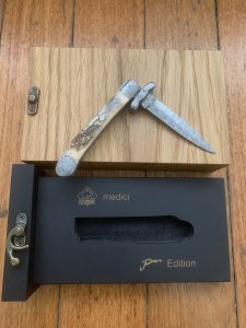 Puma Knife: Puma Medici 2024 Special Limited Edition, Damascus, Mammoth Tooth and Gold Etching in Display Box 0/50