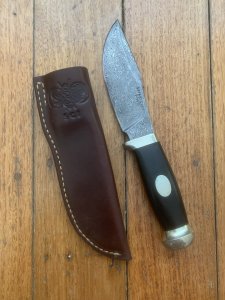Safari Club International Limited Edition 1988 CHARLTON USA Damascus Fixed Blade with Sheath 1-100