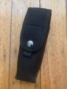 KNIGHT'S ARMAMENT SK-02 Large Black Part Serrated Folding Knife with Black Pouch