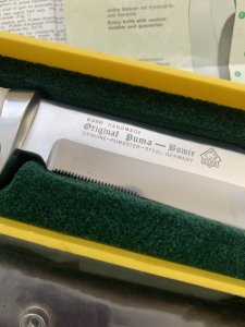 Puma Knife: 1983 Puma Mint condition Bowie knife with Stag Antler Handle in original Box