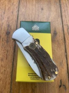 Puma Knife: Puma SGB Mini 4 Star Folding Lock Knife with Stag Antler Handle
