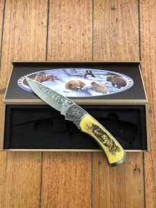 Decorative Bear Hunting Scene Folding Pocket Lock Knife Folding Knife Gift Box