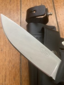 FALLKNIVEN F1 Hunting Knife with Rubberised Handle and Custom Leather Sheath