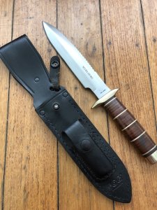 SOG Vintage Original SSD89 SCUBA/DEMO Knife with Leather Handle Sheath and Sharpening Stone.#072/250