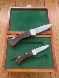Puma Set of 2 - 1987-90 4 Star Rosewood Folding Knife Set in Puma Display Box
