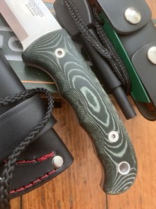 Cudeman Model 148-VC Fixed Blade Cudeman 148VC Bushcraft Knife Green Micarta With Leather Sheath
