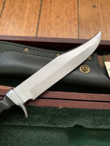 Puma Knife: Puma 1990 African Wildlife Collection 'Big Horn Ram' Bowie Knife with Ebony Handle Display Box and Warranty 125/200