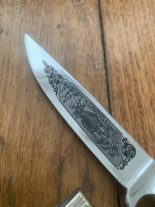 1970's Hubertus Solingen Jagdnicker Knife with Deer Antler Handle & Sheath