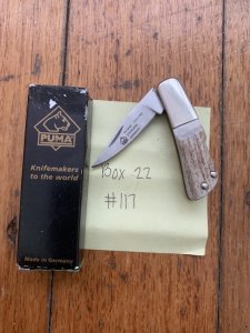Puma Knife: Puma German 2006-117 Micro Folding Knife with Stag Antler Handle and Box