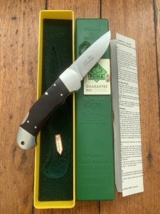 Puma 1989 model 985 Custom Folding Knife with Ebony Handle Original Box and matching Warranty #23981