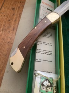Puma Rare model 970 Game Warden 1971 Folding Lock Knife in box Serial Number 90174