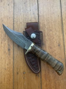 Safari Club International Limited Edition 1993 CHARLTON Damascus Hibben Hunters Bowie Fixed Blade with Sheath 23-100