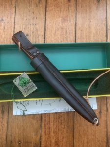 Puma Knife: Puma 1987 FAHRTENMESSER Jacaranda Wood in Original Sheath and Plastic Box with Tag