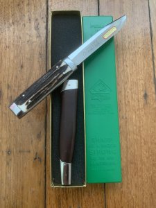 Puma Knife: Puma 1970 Vintage 3573 Boot Knife with Stag Handle & Original Box  #22072
