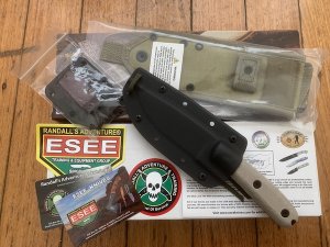 ESEE Knives- ESEE-4 HM Knife with Ivory Beige Micarta Handle & Black Kydex Sheath