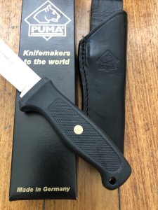 Puma Knife: Puma Jagdnicker Kraton Handle with Leather Sheath and Box