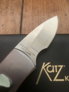 Katz Knives: Small Bob Kat Cherrywood Locking Folding Knife with gift Tin