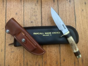 Randall Knives USA: Model 25 5" Trapper knife in Original Sheath & pouch