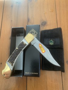 Puma Knife: 2008 Puma Prince Folding Knife with Sambar Stag Antler Handle & Puma Pouch