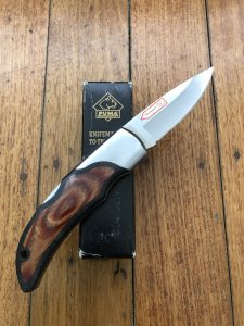 Puma Knife: Rare Puma Gentleman 24 0800 Folding Knife with Pakkawood Handle in Black Box