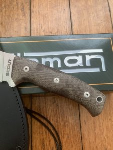 Cudeman Model 172FL Scout Knife With Black Leather Sheath