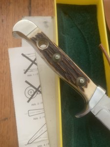 Puma Knife: Rarer 1981 Puma 6373 Skinner with Stag Antler Handle Correct Box and Warranty