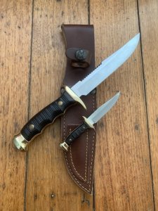 Muela older Spanish Premium Hunting Bowie Knife Twin Set and Sheath
