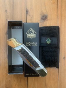 Puma Knife: 2008 Puma Prince Folding Knife with Sambar Stag Antler Handle & Puma Pouch