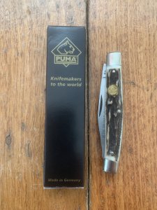 Puma Knife: Puma Rare Original 1979 Black Boxed 675 Stock Knife with Stag Antler Handle