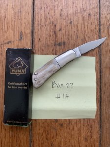 Puma Knife: Puma German 2006-*114 Micro Folding Knife with Stag Antler Handle and Box