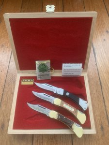 Puma Set of 2 - 1987-90 4 Star Rosewood Folding Knife Set in Puma Display Box