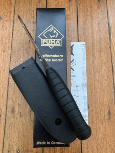 Puma Knife: Puma 1978 SKIPPER Model 6369 White Hunter Dive/Boat Knife with sheath in box