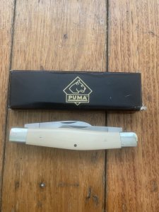 Puma Knife: Puma Original Stockman Knife with Faux Bone Handle And Scrimshawed Duck in Box