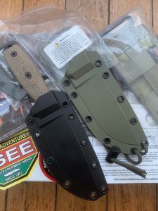 ESEE Knives- ESEE-4 Knife with Micarta Handle Black and OD Green Kydex Sheathes