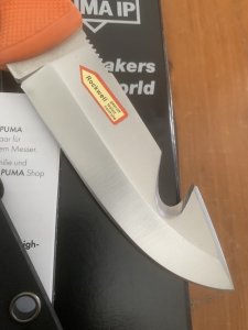 Puma Knife: PUMA IP Smart Hunting Orange Handle Fixed Blade with Gut Hook Knife & Kydex Sheath