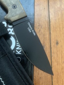 Ontario Ranger Series RAT-3 Plain Edge Blade with Micarta Handle and Nylon Tactical Belt Sheath