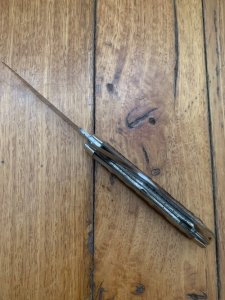 Puma Knife: Puma rare vintage PUMASTER 1972 'STOCK' 3 blade Fold back Knife with Dark Brown Jigged Bone Handle #41272
