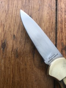 Puma Knife: Puma 1985 USED 745 4 Star Full Sized Folding Lock Knife with Stag Antler Handle *19581