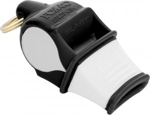 Whistle: Fox 40 Sonik Blast CMG Black/White Whistle with Lanyard