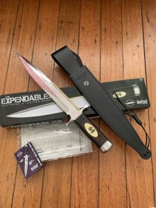 United Cutlery Gil Hibben Expendables II Double Shadow Wire Handle with Black Leather Sheath