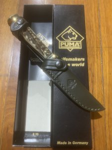 Puma Knife: Puma Jagdnicker nach Frevert 3587 Knife with Stag Antler Handle