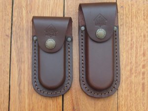 Puma Knife Sheath: Brown Small Vertical Leather Knife Pouch