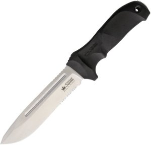 Kizlyar Knife: Kizlyar Original AUS-8 Dominus Part Serrated Blade with Kraton Handle